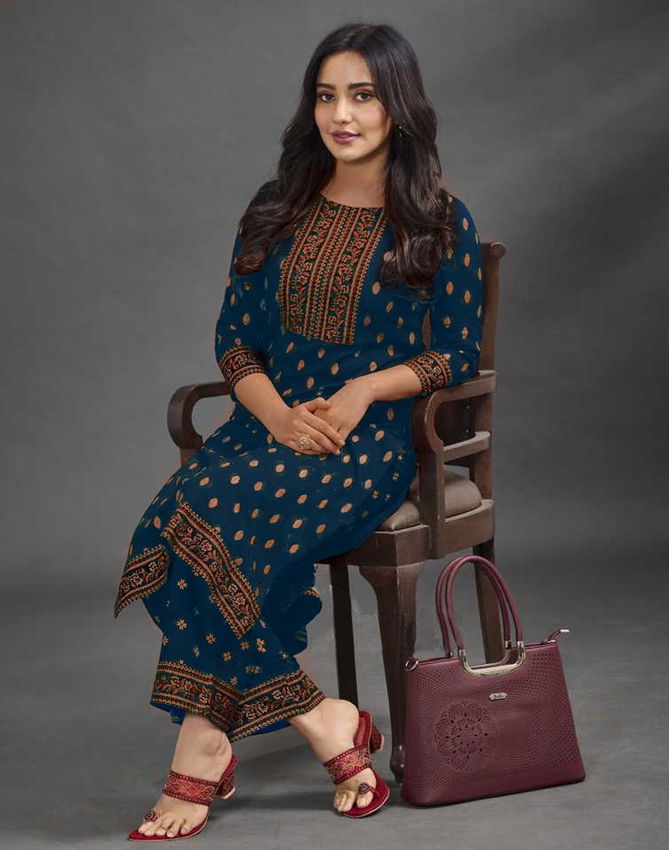 Reeva By Lichi Rayon Designer Kurtis With Palazzo Catalog